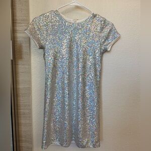 Girls Silver Sequin Dress